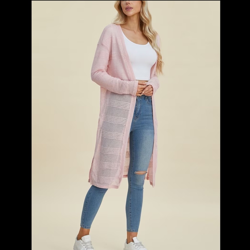 NWT Double Take Long Cardigan - Blush Pink